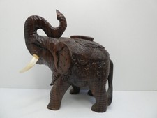 VINTAGE EASTERN WOODEN ORNATE CARVED ELEPHANT TIMBER STATUE FIGURINE