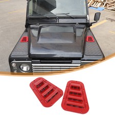 2pcs Red Hood Side Vent Scoop Grille Parts Fits Land Rover Defender 2004-2018 2pcs Red Hood Side Vent Scoop Grille Parts Fits Land Rover Defender 2004-2018