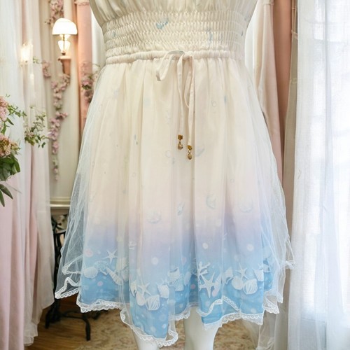 Secret Honey by Honey Bunch White Blue Mermaid Dress Japanese Gyaru Fashion - Picture 3 of 19