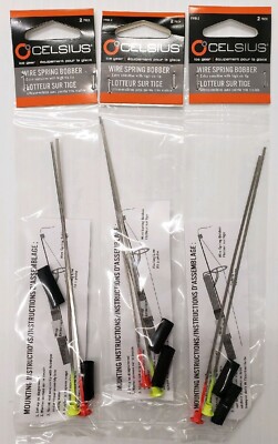 FWB-2 3 packs CELSIUS Ice Fishing Wire Spring Bobbers 6 total Hi VisTip