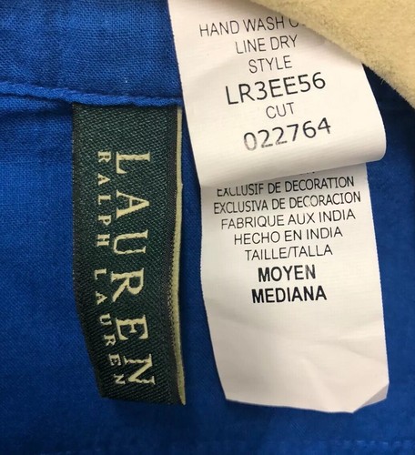 Ralph Lauren Green Tag Thin WOW Blue Roll Tab Slv Tunic Top Medium M LR3EE56 - Picture 3 of 5