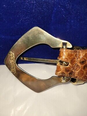 Women's Belt Carlos Falchi Vintage Snakeskin Gold Plaited