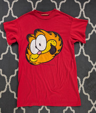 Vintage Big Head Garfield Sleep Shirt Womens Large 90s Red Jim Davis Nightgown