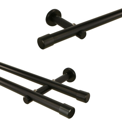 Gardinenstange 20 mm schwarz, Vorhangstange aus Metall Wand- oder Deckenmontage