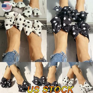 Women-Fashion-Casual-Round-Toe-Slip-On-Bowknot-Polka-Dot-Laides-Flat-Heel-Shoes