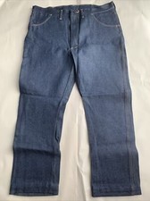 Vtg Rustler Wrangler Heavy Duty Cotton Raw Blue Denim Jeans Sz 40x30 Made In USA