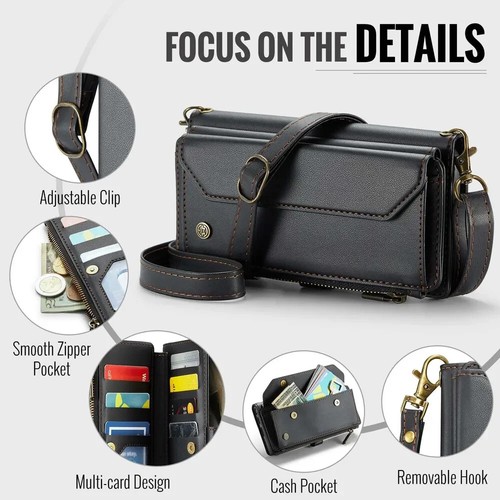 Zipper High-end Leather Wallet Mobile Cover Case For Samsung Galaxy S25 Ultra - Picture 5 of 19