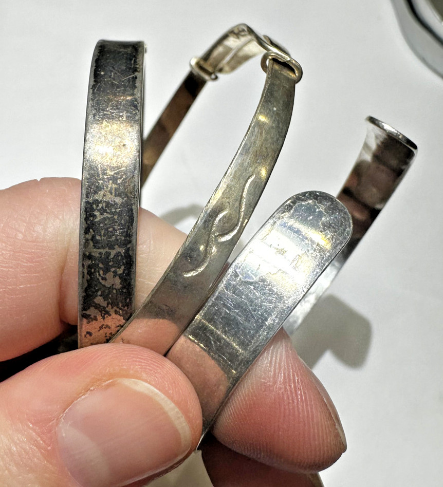 British Stackable Sterling Silver Etched Bangle C… - image 4