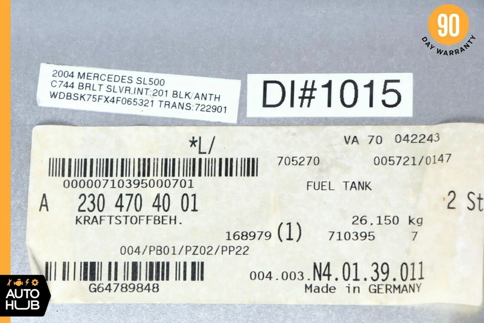 03-06 Conjunto depósito combustible gasolina Mercedes R230 SL500 2304704001 FABRICANTE DE EQUIPOS ORIGINALES Foto 3 de 4