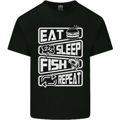Eat Sleep Fish Lustig Fischen Fischer Herren Baumwolle T-Shirt
