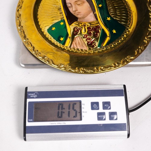 Golden Virgin Mary Art Plate Our Lady Guadalupe Catholic Religious Wall Decor - Picture 12 of 12