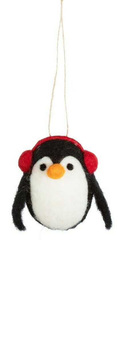 Sass & Belle Ear Muff Scarf Felt Christmas Tree Hanging Decoration Xmas Penguin