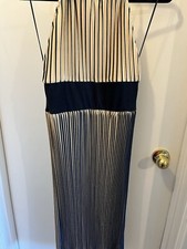 Zara Halter Dress - Navy Blue and Beige - Size Large