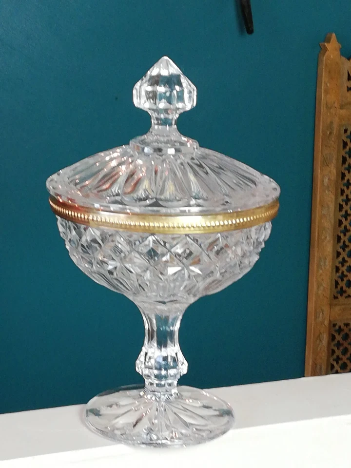 Drageoir bonbonnière ancienne en cristal - Photo 4/4