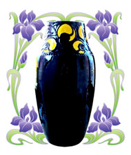 Prof. MAX LAEUGER Kunsttöpferei KANDERN Schlickermalerei Jugendstilvase 32CM