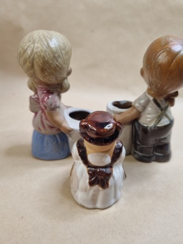 Figurine Pottery Boy & Girl Candle Holders Made in Japan 1970's Possibly Gempo - Picture 2 of 9