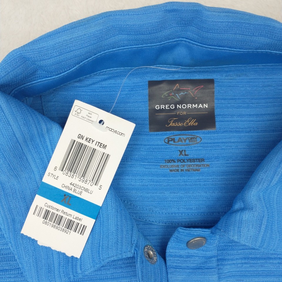 Greg Norman Polo Shirt Mens Extra Large Blue Tasso Elba Golf