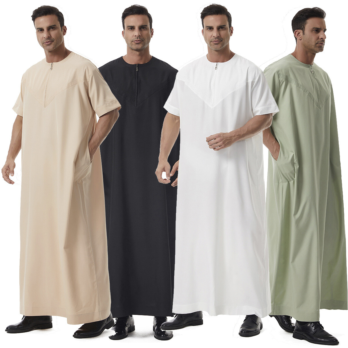 Men Muslim Abaya Long Robe Saudi Thobe Thoub Daffah Dishdash