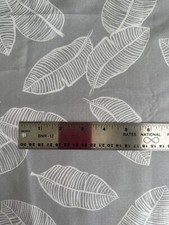 FABRIC COTTON LEAVES FEATHERS white on gray, Spoonflower,in stock 1 yd 12 in cut