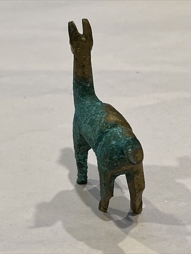 Vintage Solid Brass Patina Verdigris Llama Alpaca Figurine 2" - Picture 5 of 14