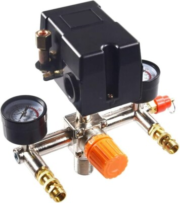 #ad PRESSURE SWITCH Manifold Regulator Gauges Air Compressor Control Valve 95 125PSI $37.80