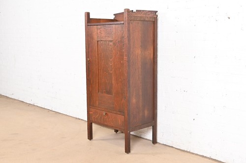 Stickley Brothers Style Antique Mission Oak Arts & Crafts Music or Bar Cabinet - Picture 3 of 11