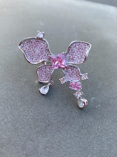 Imitation Big Luxury Pink Diamond Pastes Butterfly ring Adjustable Gift for her - Picture 4 of 7