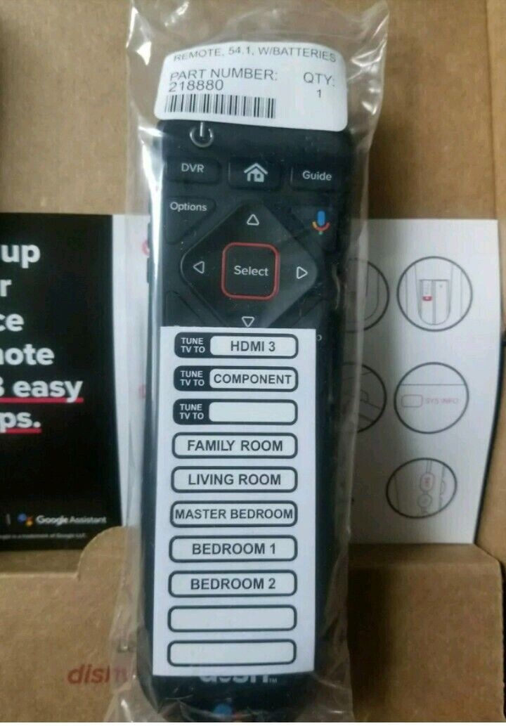  NEW Dish Network GOOGLE VOICE ASSIST REMOTE Hopper/Joey/Wally 54 54.1 54.2 54.3