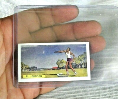 VINTAGE CARD SWEET CIGARETTES FAMOUS RECORDS R. JOHNSON DECATHLON 1950's
