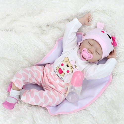 22" Girl Real Lifelike Reborn Baby Dolls Vinyl Silicone Realistic Newborn Doll - Picture 3 of 6