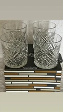 Martha Stewart Collection Set of 4 Cut-Glass Double Old Fashion Glasses 1292 New