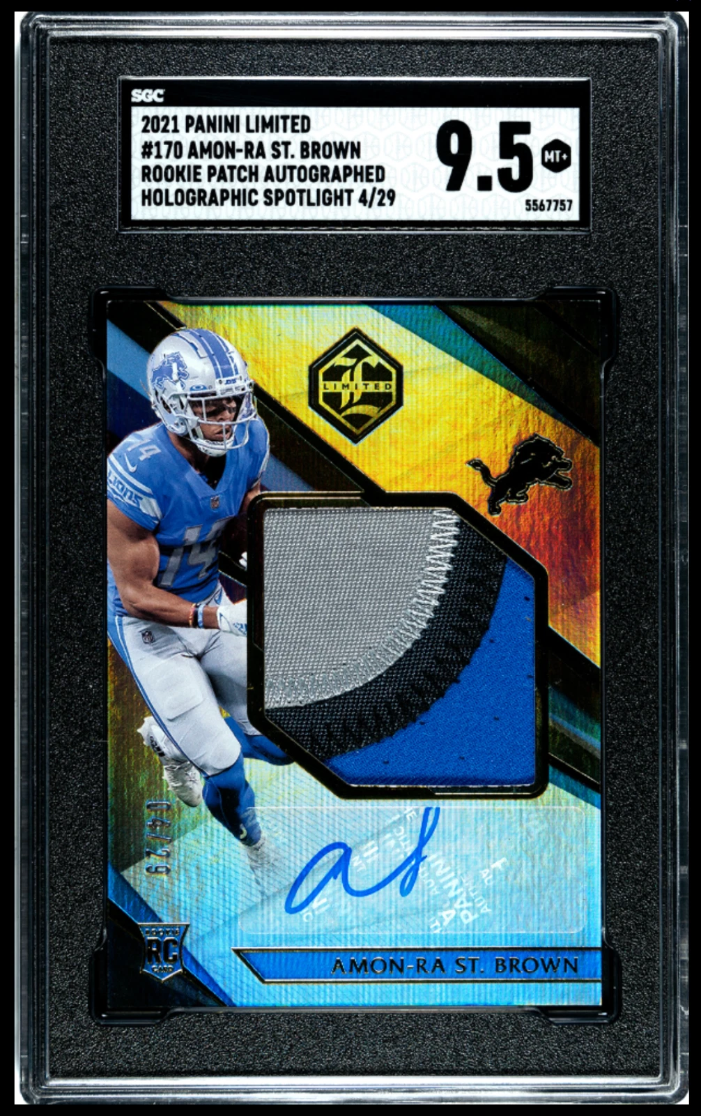 Amon-Ra St. Brown Panini Limited #128 Patch Autograph-Holographic Spotlight