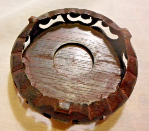 Asian Made in Hong Kong Wooden Carved Vase Base Bottle Stand Display - Picture 4 of 5