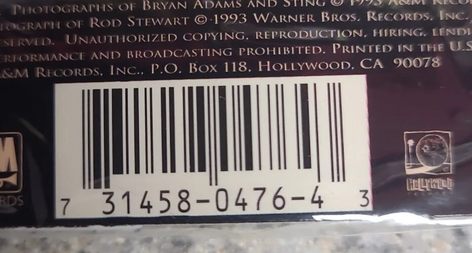 Bryan Adams/Rod Stewart/Sting - All For Love Cassette Single SEALED A&M VTG  - Image 4 of 4