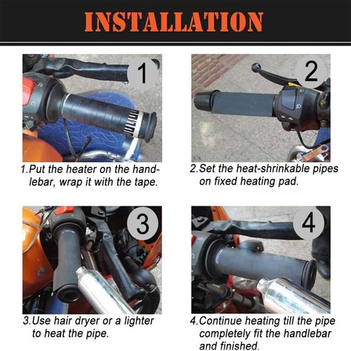 12V Motorcycle Electric Heating Handlebar Warmer Heated Grips Black - Imagen 11 de 12