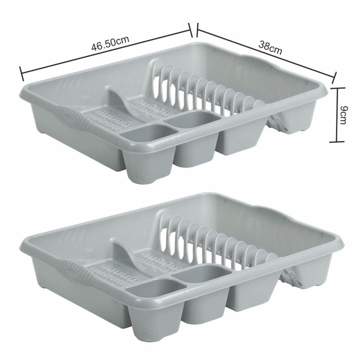 x Large Dish Drainer Rack Plastic Plate Cutlery Kitchen Sink