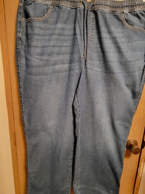 Denim Jeans By Lane Bryant Sz 26-Long Elastic Waist W/Drawstring Immaculate  Cond