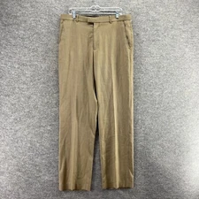 Perry Ellis Dress Pants Men 34*34 Beige Mid Rise Pleated Classic Fit Straight