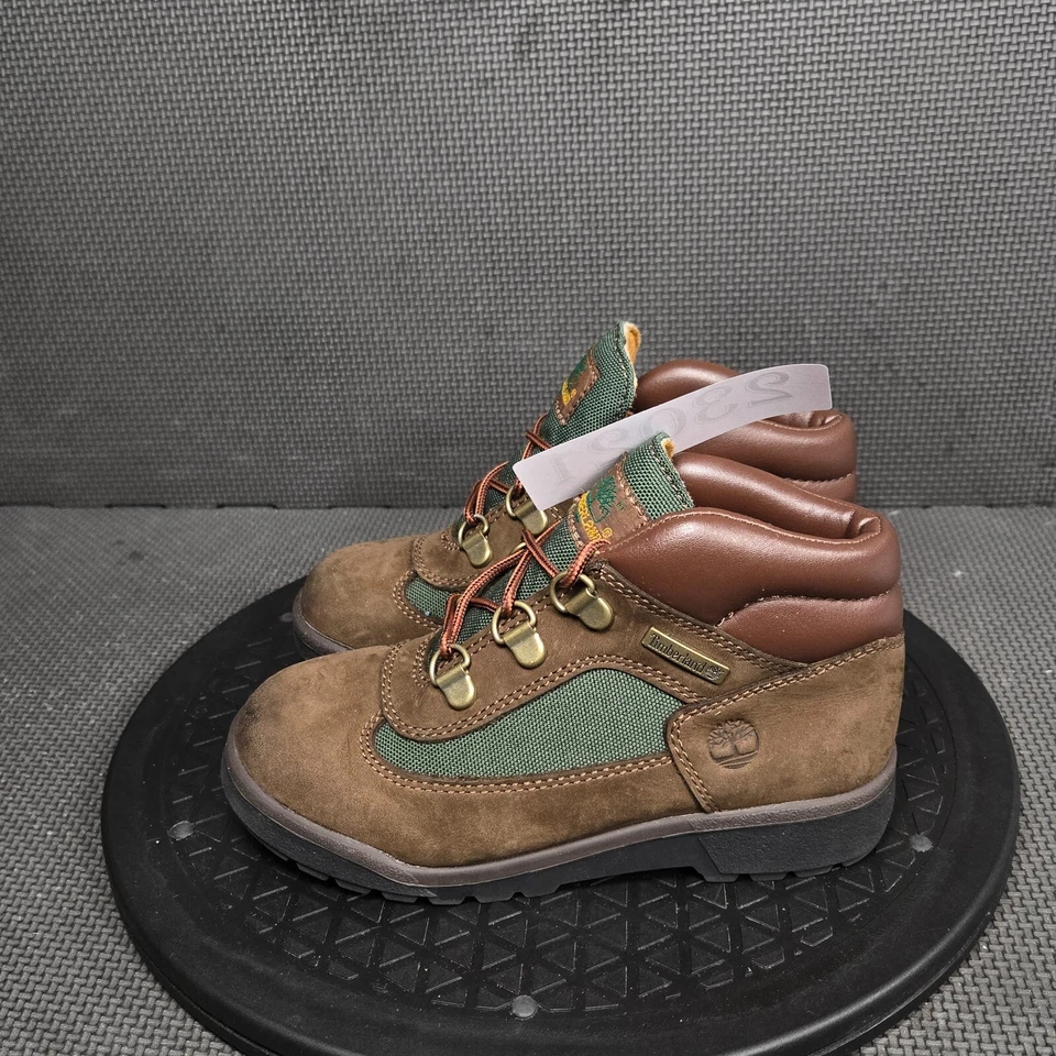 Timberland Botas de Campo Niño Pequeño Talla 12 Marrón Verde Gamuza Cuero Botines Foto 3 de 4