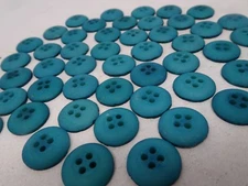 Turquoise w/ Mottled Black Border 4-Hole Raised Button 17mm Lot of 4 B602-4