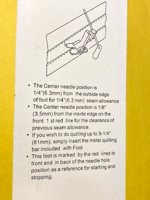 Un pie acolchado de plástico transparente de 1/4 para máquina de coser Elna se adapta a muchos modelos Foto 3 de 4