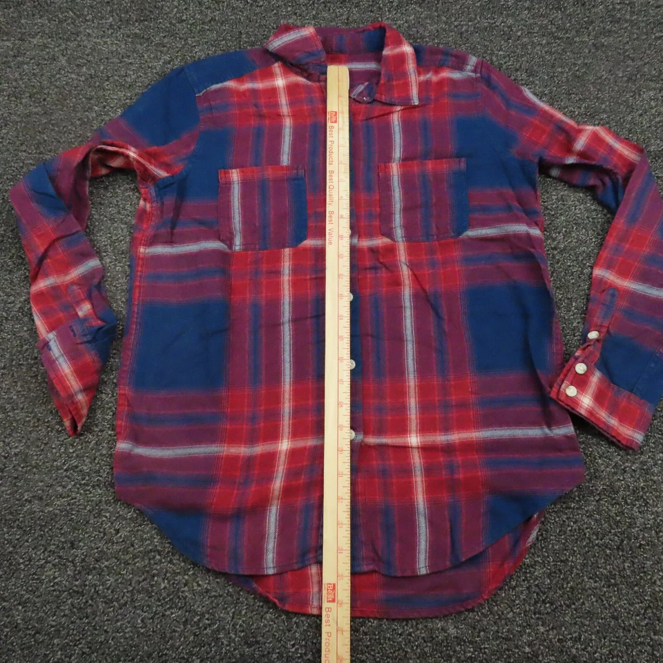 Mossimo рубашка женщин маленький красный и синий клетку пуговицы длинным рукавом бойфренд подходит - Изображение 4 из 4