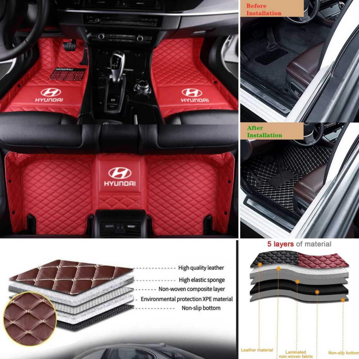 Hyundai All-Weather Custom Fit Front & Rear Car Floor Mats Liners
