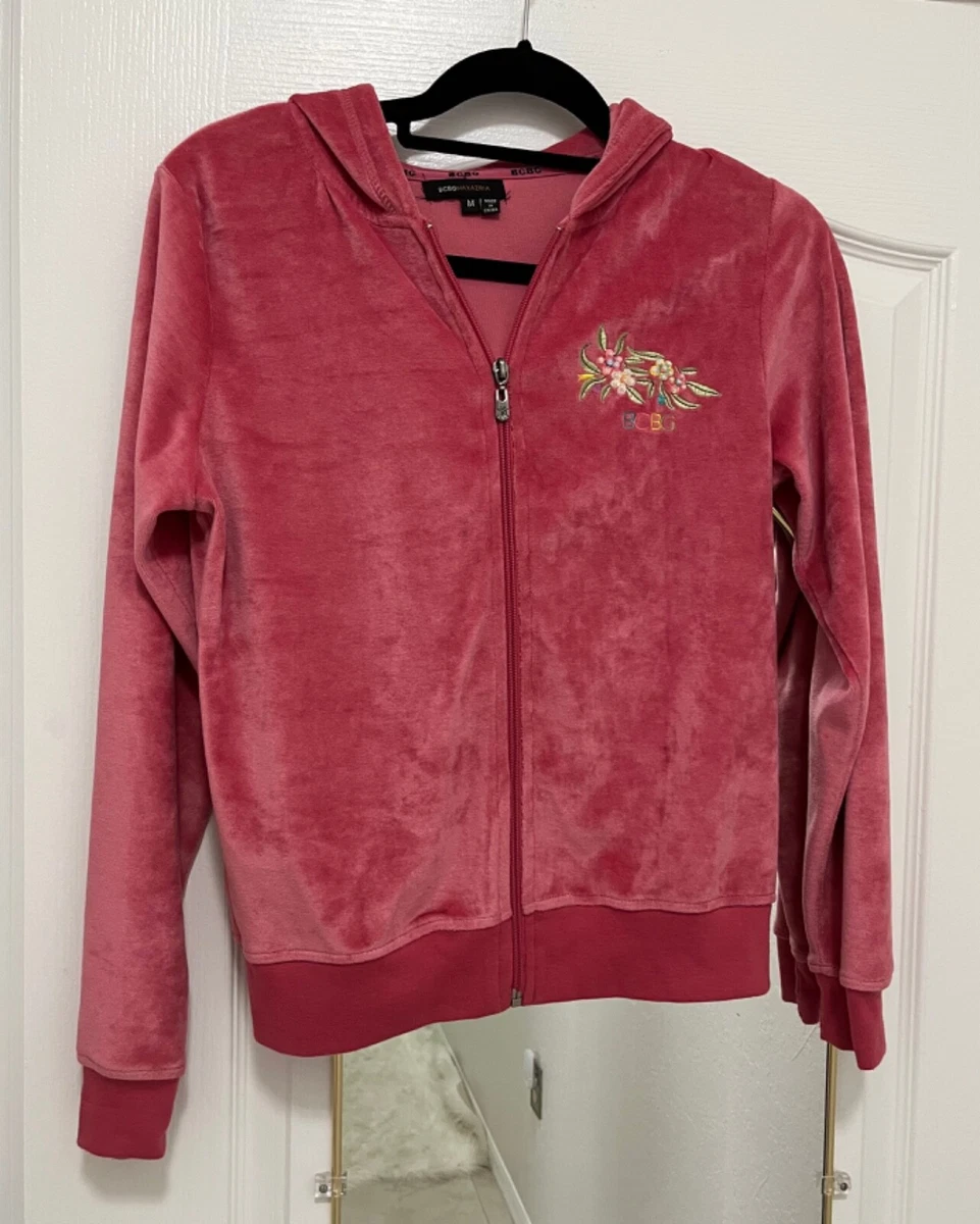 Vintage Y2K BCBG velvet velour tracksuit jacket hoodie Women Size Medium |  eBay