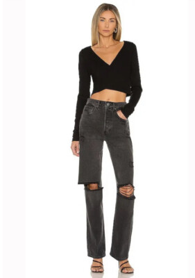 NWT Boyish Jeans Ziggy High Rise Relaxed In Black Size 26 $188