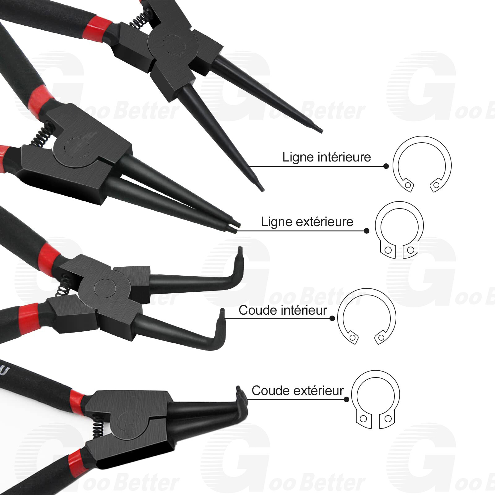 300Pc External Snap Ring Pliers Assortment Kit Circlip C-Clip Retaining Ring Set