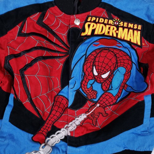 Spider Man Jacket Kids M 2011 Marvel Spider Sense Retro Graphic Coat Red - Picture 6 of 19