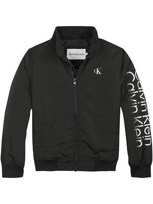 Calvin Klein Jungen Pullover Inst. Cut Off Logo Bomber Schwarz