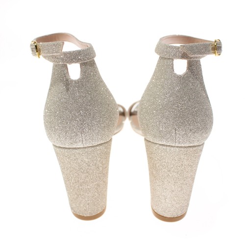 Stuart Weitzman NWB Nearlynude Strap Heels / Sandals Size 8.5 US in Fine Glitter - Picture 6 of 15