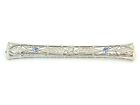 Victorian Antique 14k White Gold 0.24ct Bright Clean Diamond Sapphire Brooch Pin